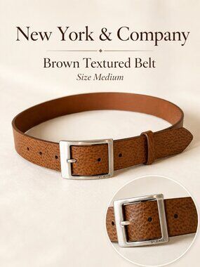 New York & Company Brown Textured Belt Silver Buckle Size Medium 37”